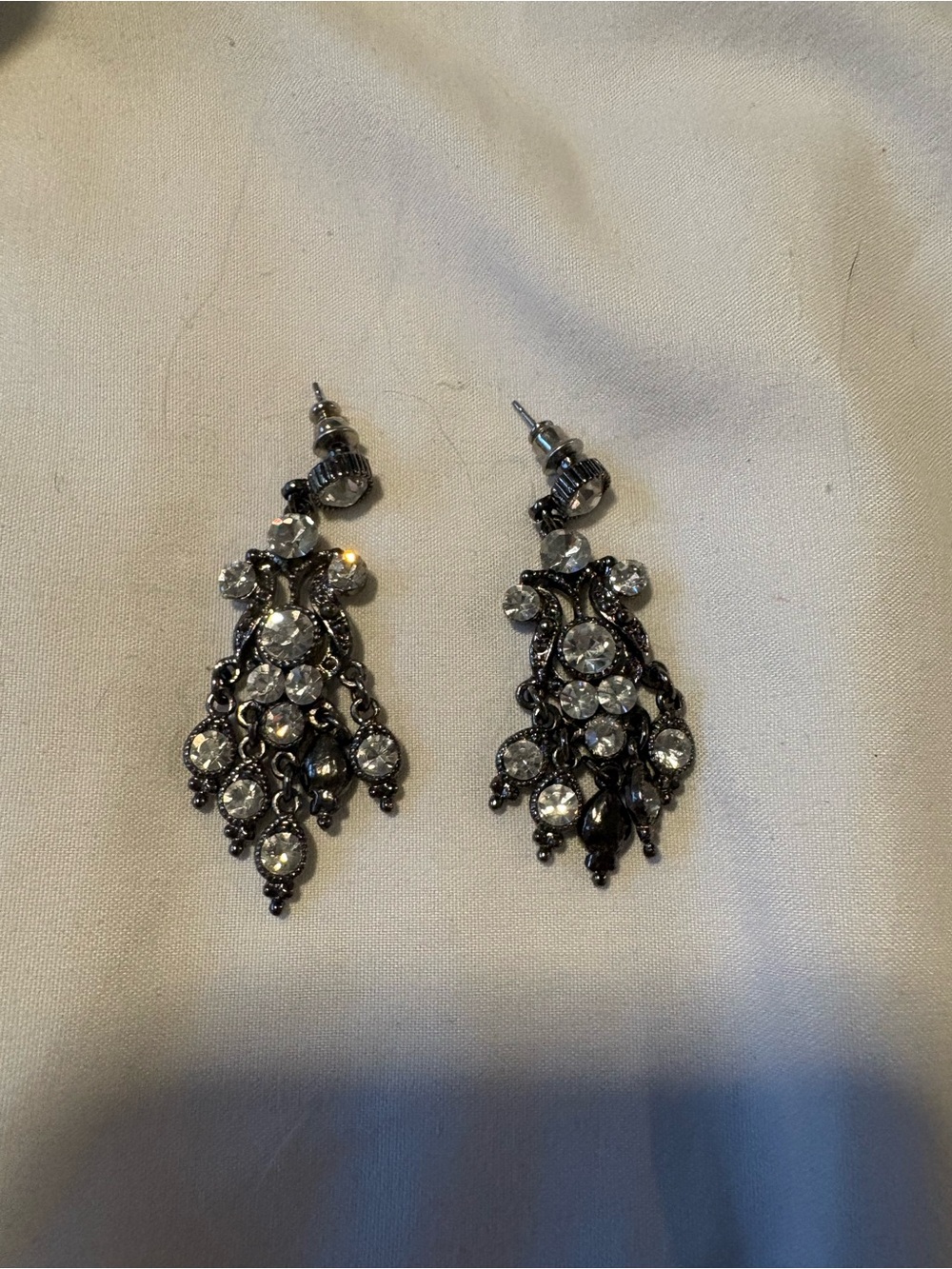Crystal Drop Chandelier Earrings - Silver Tone